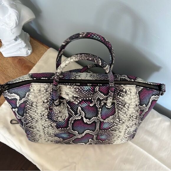 PERSAMAN satchel LEATHER Made in Italy Lightweight snakeskin pattern - Picture 3 of 7